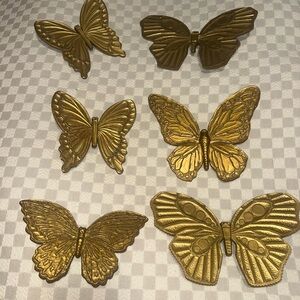 Vintage MCM Gold Butterfly Wall Decor Set